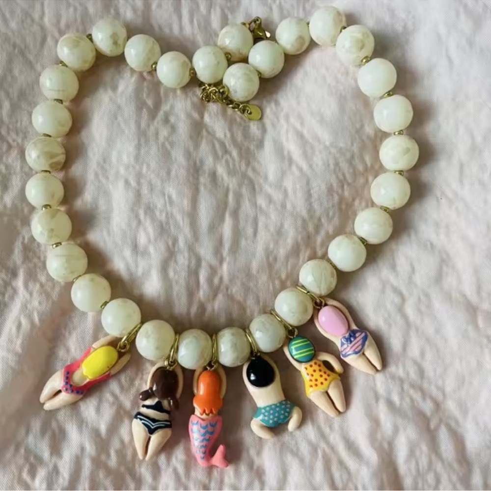 Summer Beach Girls Charm Colorful Bikini Gold Necklace - Picture 7 of 16